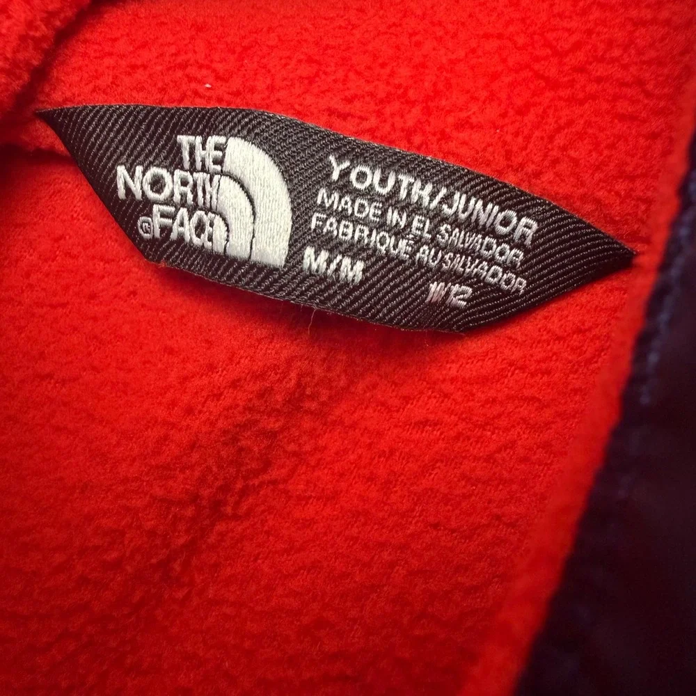 The North Face Youth Medium 1/4 Zip Fleece Pullover Orange Navy NF0A5GG3 Outdoor
